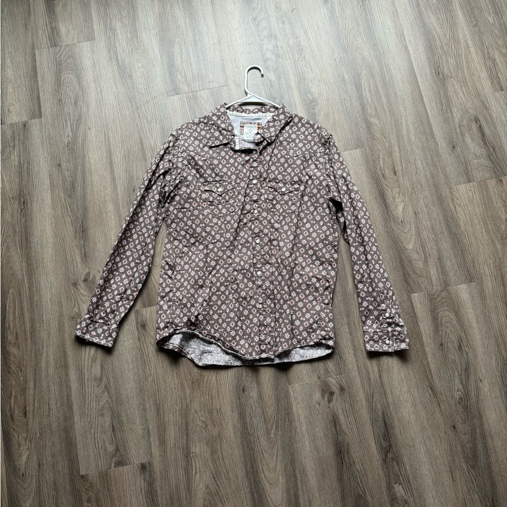 Pathfinder Brown Geometric Button Down Shirt - image 2